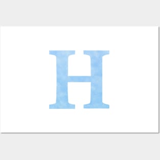 The Letter H Blue Metallic Design Posters and Art